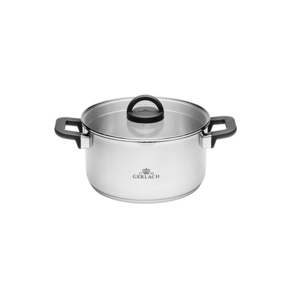 GERLACH AMBIENTE PLUS Komplet Garnki z pokrywkami 10 el + Patelnie Initial 24, 28 cm / stal nierdzewna / indukcja