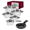 GERLACH AMBIENTE PLUS Komplet Garnki z pokrywkami 10 el + Patelnie Initial 24, 28 cm / stal nierdzewna / indukcja