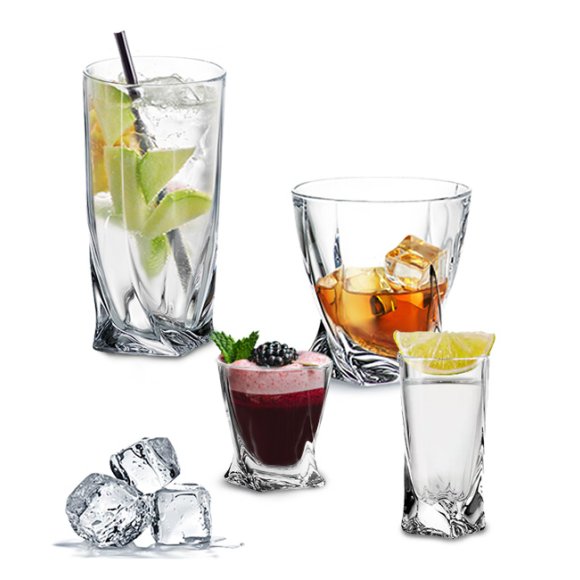 BOHEMIA QUADRO Komplet kieliszków i szklanek 24 el 6 os / szkło kryształowe