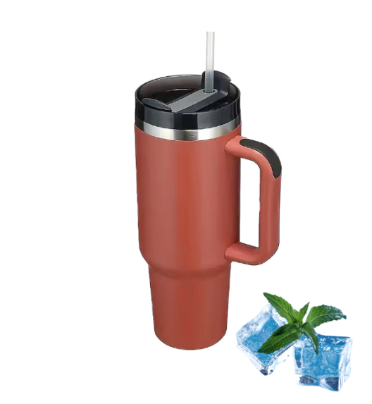 IMCHEX | RED DUST | Kubek termiczny 1200 ml ze słomką + 10 szklanych słomek