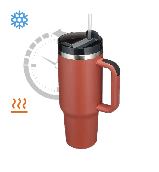 IMCHEX | RED DUST | Kubek termiczny 1200 ml ze słomką + 10 szklanych słomek