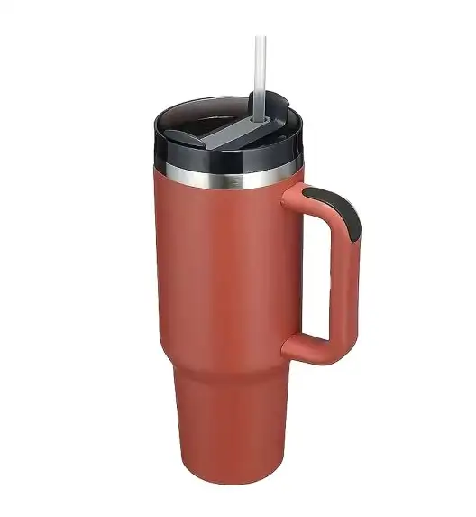 IMCHEX | RED DUST | Kubek termiczny 1200 ml ze słomką + 10 szklanych słomek