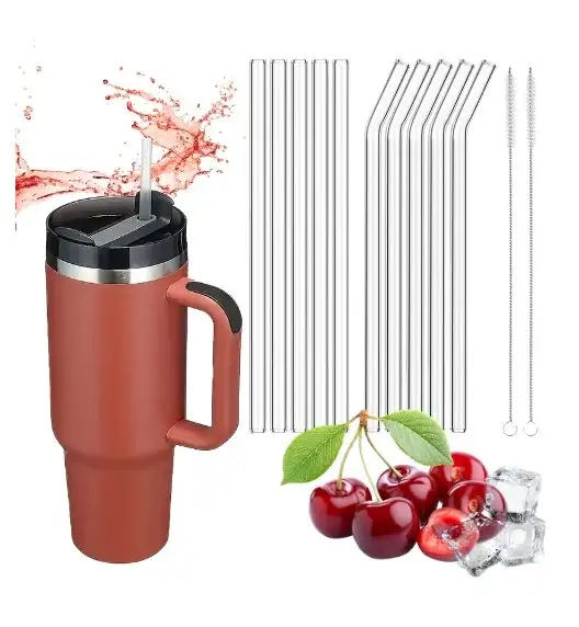 IMCHEX | RED DUST | Kubek termiczny 1200 ml ze słomką + 10 szklanych słomek