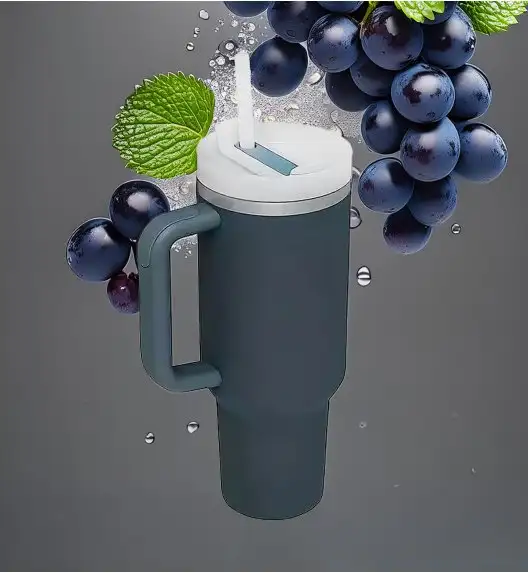 IMCHEX | CHARCOAL | Kubek termiczny 1200 ml ze słomką + 10 szklanych słomek