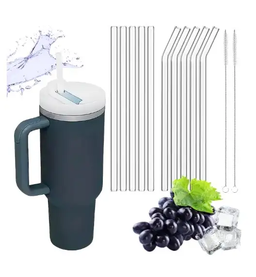 IMCHEX | CHARCOAL | Kubek termiczny 1200 ml ze słomką + 10 szklanych słomek