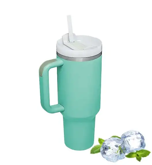 IMCHEX | EUCALYPTUS | Kubek termiczny 1200 ml ze słomką + 10 szklanych słomek