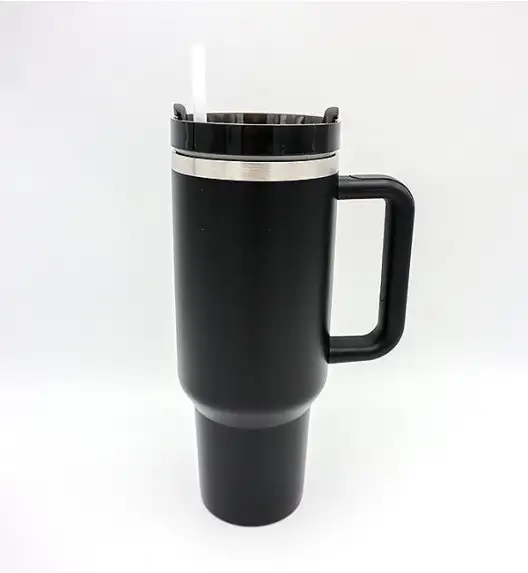 IMCHEX | BLACK | Kubek termiczny 1200 ml ze słomką + 10 szklanych słomek