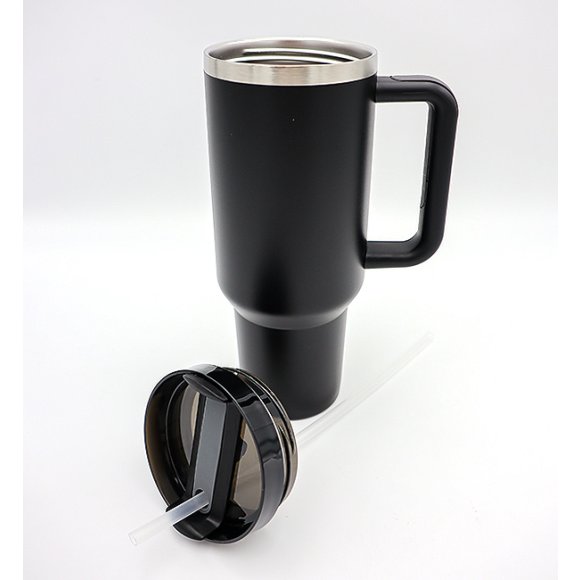 IMCHEX | BLACK | Kubek termiczny 1200 ml ze słomką + 10 szklanych słomek