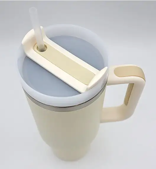 IMCHEX | CREAM | Kubek termiczny 1200 ml ze słomką + 10 szklanych słomek