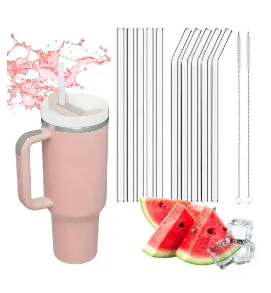 IMCHEX | PINK DUSK | Kubek termiczny 1200 ml ze słomką + 10 szklanych słomek