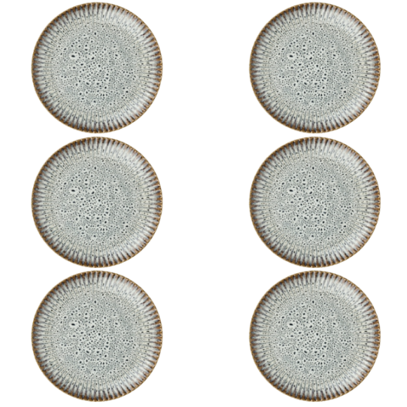 LUBIANA STONEWARE | METEOR DESERT 6 x Talerz deserowy 20,5 cm luz / odcień piaskowo - niebieski