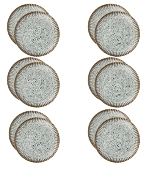 LUBIANA STONEWARE | METEOR DESERT 12 x Talerz deserowy 20,5 cm luz / odcień piaskowo - niebieski