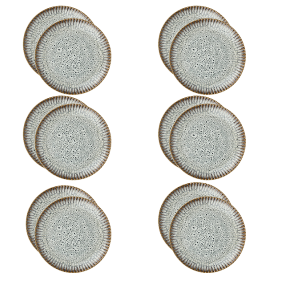 LUBIANA STONEWARE | METEOR DESERT 12 x Talerz deserowy 20,5 cm luz / odcień piaskowo - niebieski