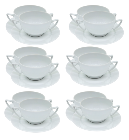 LUBIANA AMBASADOR 12 SZT. - Bulionówka 300 ml  + spodek 16 cm | porcelana zmywarka