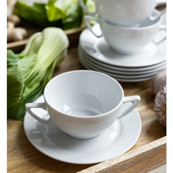 LUBIANA AMBASADOR 12 SZT. - Bulionówka 300 ml  + spodek 16 cm | porcelana zmywarka