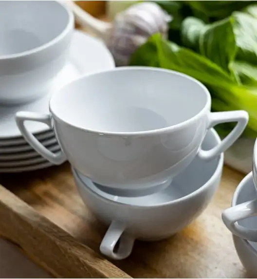 LUBIANA AMBASADOR 12 SZT. - Bulionówka 300 ml  + spodek 16 cm | porcelana zmywarka