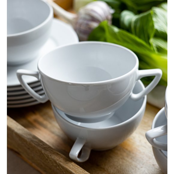 LUBIANA AMBASADOR 12 SZT. - Bulionówka 300 ml  + spodek 16 cm | porcelana zmywarka