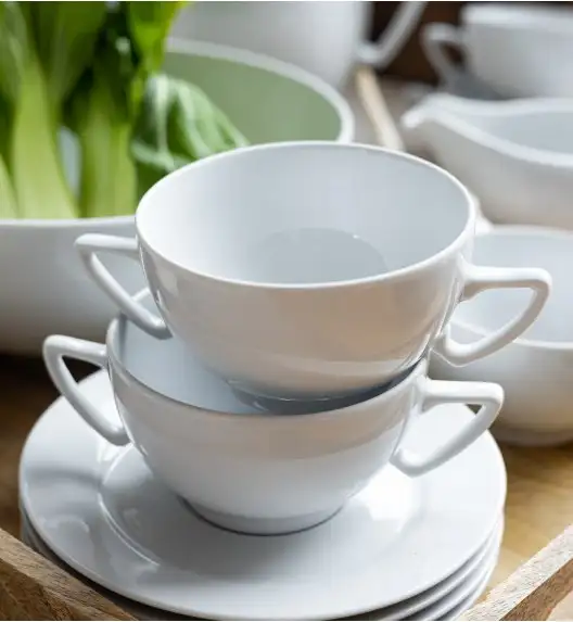 LUBIANA AMBASADOR 12 SZT. - Bulionówka 300 ml  + spodek 16 cm | porcelana zmywarka