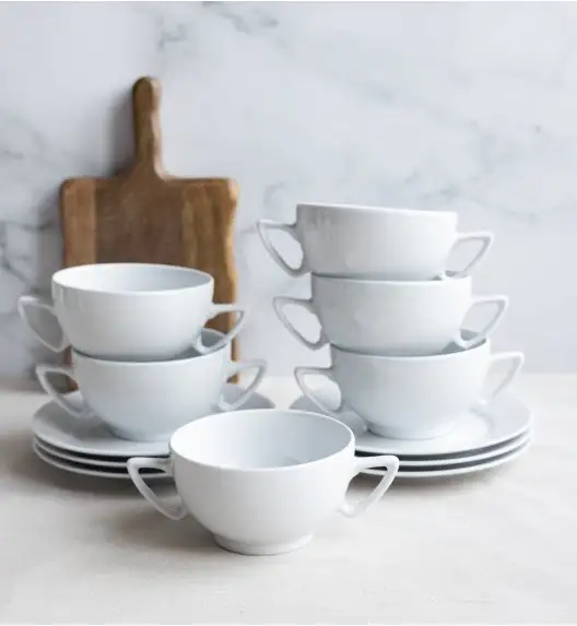 LUBIANA AMBASADOR 12 SZT. - Bulionówka 300 ml  + spodek 16 cm | porcelana zmywarka