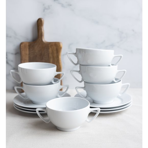LUBIANA AMBASADOR 12 SZT. - Bulionówka 300 ml  + spodek 16 cm | porcelana zmywarka