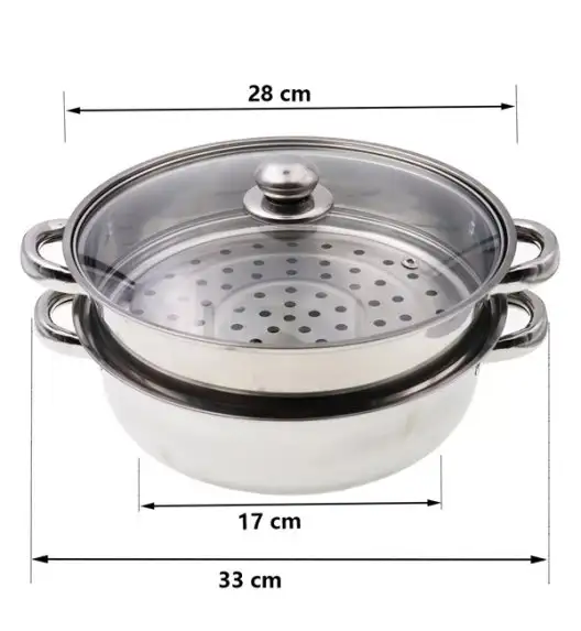 IMCHEX STEAM POT Garnek do gotowania na parze z sitem i pokrywką 28 cm / stal nierdzewna