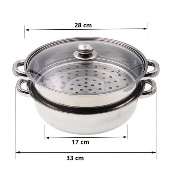 IMCHEX STEAM POT Garnek do gotowania na parze z sitem i pokrywką 28 cm / stal nierdzewna