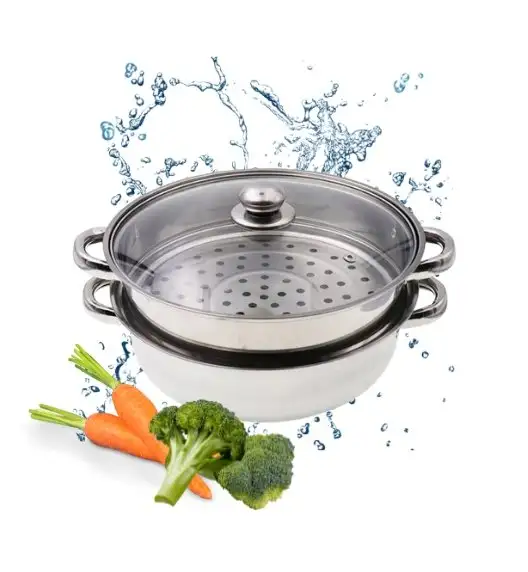 IMCHEX STEAM POT Garnek do gotowania na parze z sitem i pokrywką 28 cm / stal nierdzewna