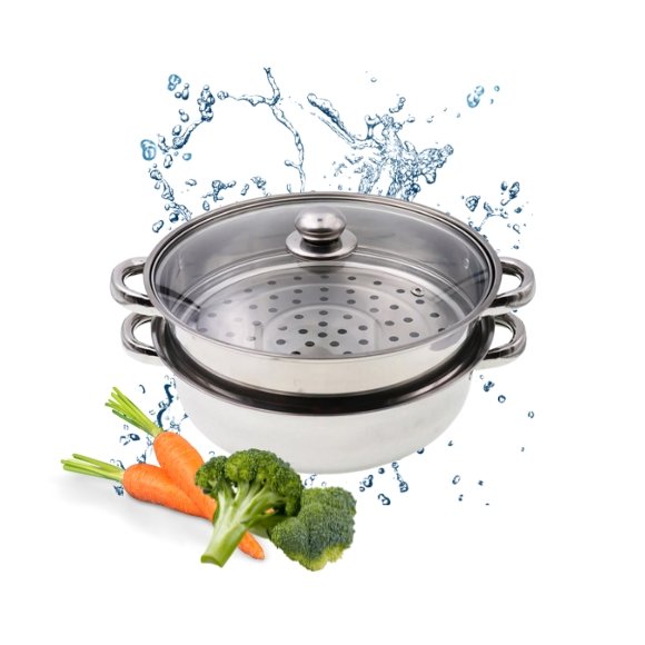 IMCHEX STEAM POT Garnek do gotowania na parze z sitem i pokrywką 28 cm / stal nierdzewna