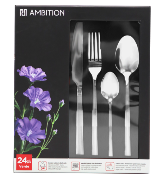 AMBITION | VERDE KPL SZTUCCE 72 EL DLA 18 OSÓB PUDEŁKO