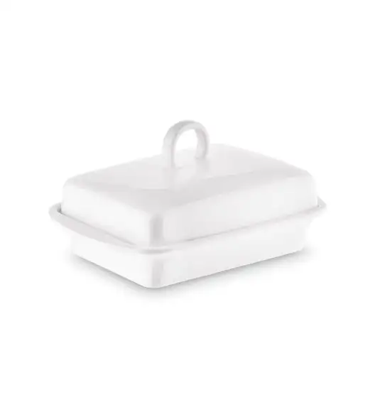TADAR CERAMIC Maselniczka porcelanowa 16,5 x 12 cm / z pokrywką / biała