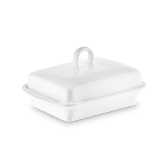 TADAR CERAMIC Maselniczka porcelanowa 16,5 x 12 cm / z pokrywką / biała