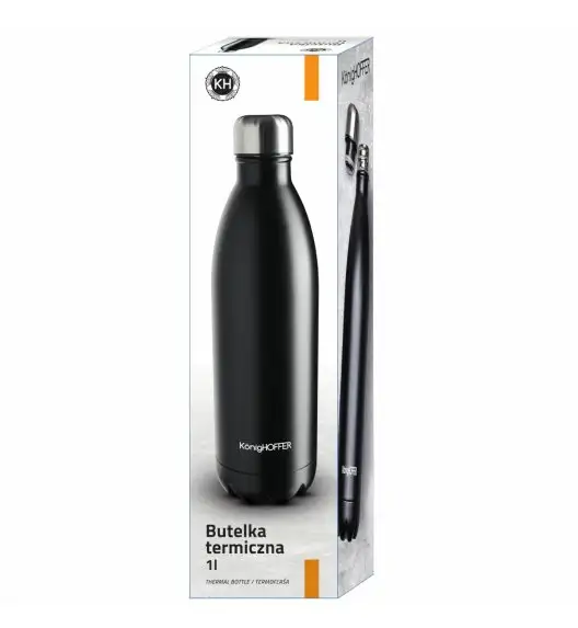 KONIGHOFFER Butelka termiczna 1000 ml / czarna / stalowa