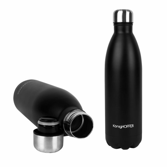 KONIGHOFFER Butelka termiczna 1000 ml / czarna / stalowa