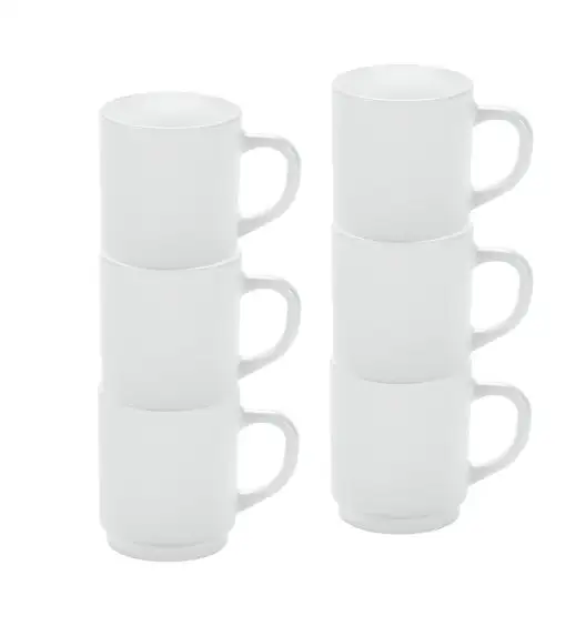LUMINARC ZELIE Kubek 290 ml sztaplowany komplet 6 sztuk biały / szkło hartowane