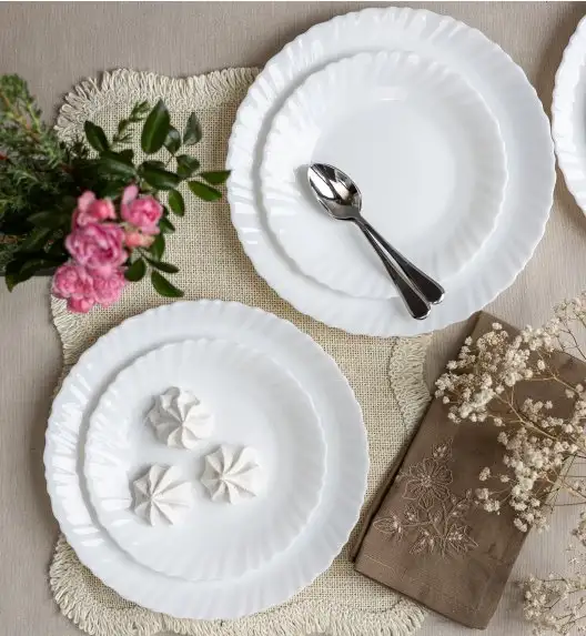 LUMINARC FESTON Komplet obiadowy 18 el dla 6 os biały / szkło hartowane