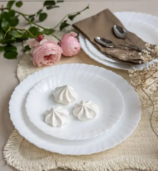 LUMINARC FESTON Komplet obiadowy 18 el dla 6 os biały / szkło hartowane