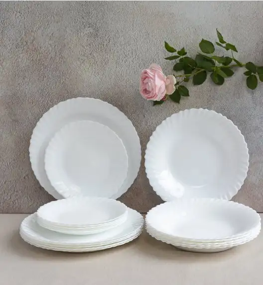 LUMINARC FESTON Komplet obiadowy 18 el dla 6 os biały / szkło hartowane