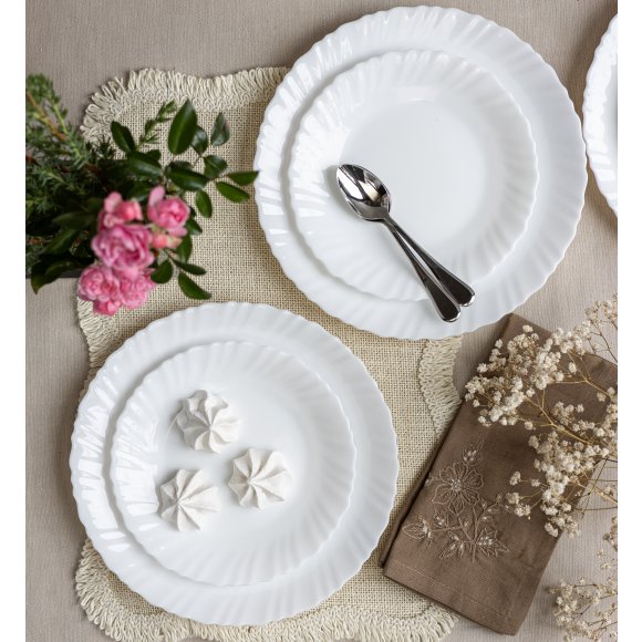 LUMINARC FESTON Komplet obiadowy 36 el dla 12 os biały / szkło hartowane