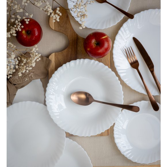 LUMINARC FESTON Komplet obiadowy 54 el dla 18 os biały / szkło hartowane