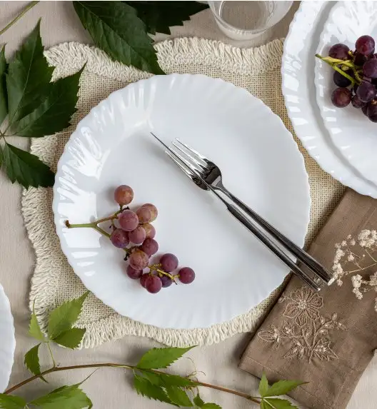 LUMINARC FESTON Talerz obiadowy 25 cm komplet 6 sztuk biały / szkło hartowane