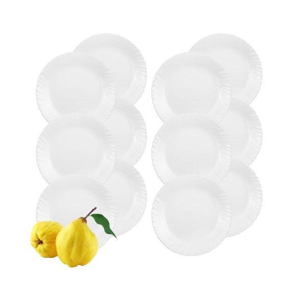 LUMINARC FESTON Talerz obiadowy 25 cm komplet 12 sztuk biały / szkło hartowane