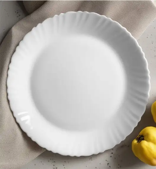 LUMINARC FESTON Talerz obiadowy 25 cm komplet 12 sztuk biały / szkło hartowane