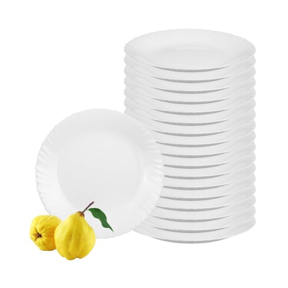 LUMINARC FESTON Talerz obiadowy 25 cm komplet 18 sztuk biały / szkło hartowane