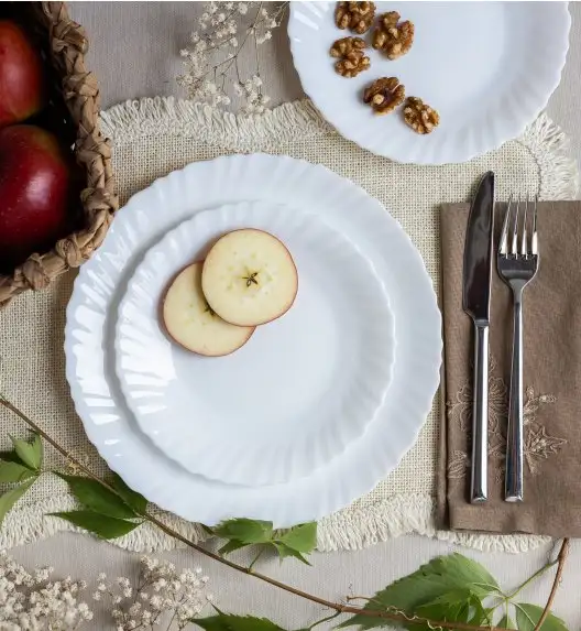 LUMINARC FESTON Talerz deserowy 19 cm komplet 6 sztuk biały / szkło hartowane