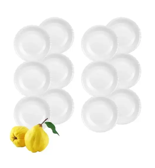 LUMINARC FESTON Talerz deserowy 19 cm komplet 12 sztuk biały / szkło hartowane