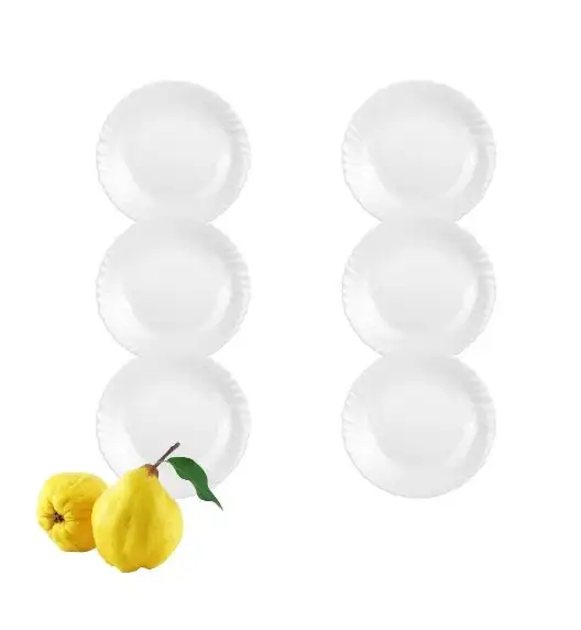 LUMINARC FESTON Talerz płytki 23 cm komplet 6 sztuk biały / szkło hartowane
