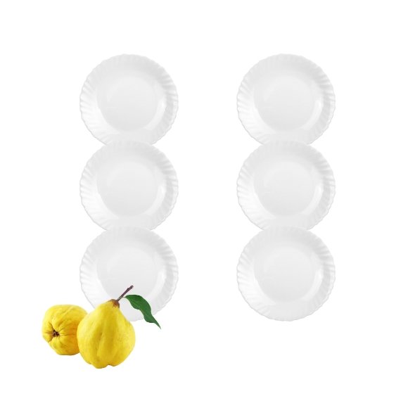LUMINARC FESTON Talerz płytki 23 cm komplet 6 sztuk biały / szkło hartowane