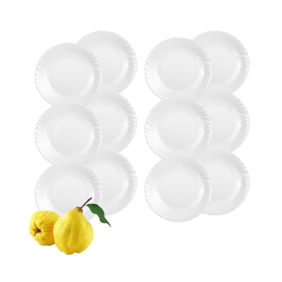 LUMINARC FESTON Talerz płytki 23 cm komplet 12 sztuk biały / szkło hartowane