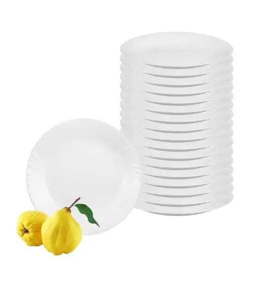 LUMINARC FESTON Talerz płytki 23 cm komplet 18 sztuk biały / szkło hartowane