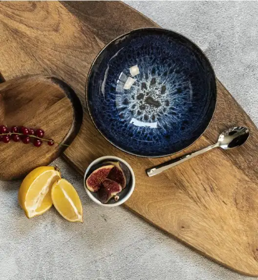 LUBIANA STONEWARE CERAMIKA / COSMOS / Salaterka 17 cm x 12 SZT. / odcień niebieskiego